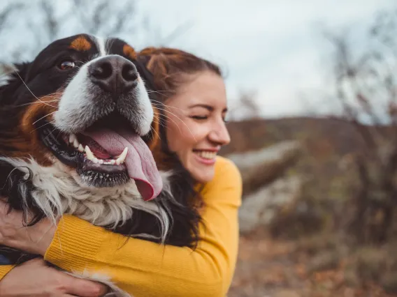 happy girl and dog