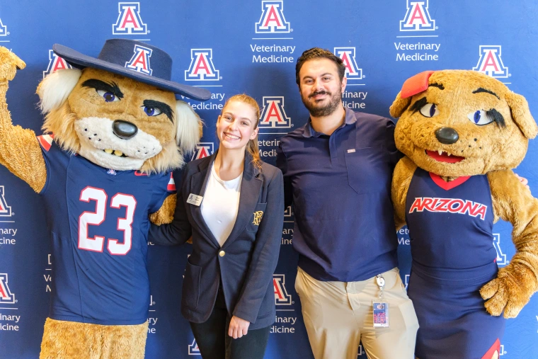 Students at the career fair with Wilbur and Wilma